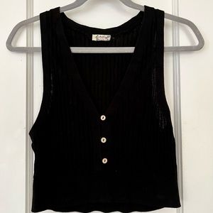 Free People Ribbed Button-Up Tank - Size S